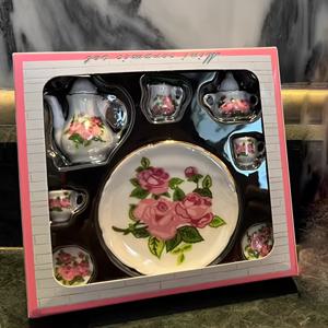 TEMU 1:12 인형집 세라믹 꽃차 집 세트 - 꽃차 집 세트, 꽃차 집, 설탕 그릇, 컵, 트레이 및 소사 - 인형집 장식, 인형집 액세서리용 비음료 미니어처 차 집 세트 | 꽃무늬 세트 | 세부적인 꽃차 집 디자인, 미니어처 가구