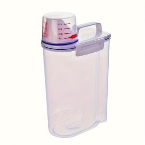 TEMU 측정 컵과 휴대용 손잡이가 있는 기밀 식품 보관 용기, 두꺼운 대용량 쌀 시리얼 디스펜서, 밀폐형 곡물 정리함 - 주방 캐비닛용 식품 접촉 안전