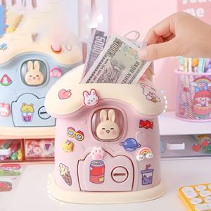 TEMU 열쇠가 있는 저금통, 창의적인 부활절 토끼 테이블 장식 및 핸드메이드 DIY 패치 스티커 선택 가능한 빨간색과 분홍색