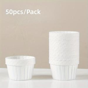 TEMU 열에 강한 컵케이크 라이너 50개, 베이킹 컵, 오븐에 넣을 수 있는 종이 컵, 롤드 가장자리, 종이 트레이, 머핀 베이킹 몰드, 머핀용 작은 케이크 라이너, 그리고 제과점 크리스마스 결혼식 생일 파티용 종이 컵.