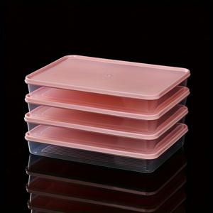 TEMU 4개 세트 BPA 프리 식품 보관 용기 뚜껑 포함 - 직사각형, 냉동고 및 전자레인지 사용 가능, 만두, 고기, 과일 및 채소에 적합 - 주방 정리 필수품, 만두 보관 상자|냉동고|전자레인지