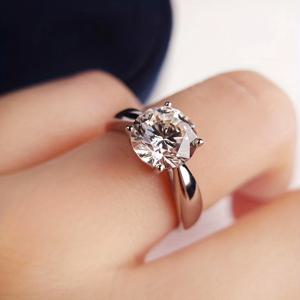 TEMU 925 실버 모이사나이트 1ct/2ct/3ct/5ct 조절 가능한 반지 패션 디자인 라이트 럭셔리 니치 발렌타인데이 어머니날 선물 일상 착용 휴가 파티 결혼식 데이트 약혼 제안 반지, 아내 생일 기념일 선물에 적합, 약 2g (그램)|반지