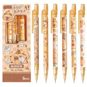 TEMU 지우개 포함 6개 메카닉 연필 세트, 0.5mm 2B 연필심, 부드러운 필기 및 드로잉을 위한 리트랙터블, 학교 및 사무용품에 이상적