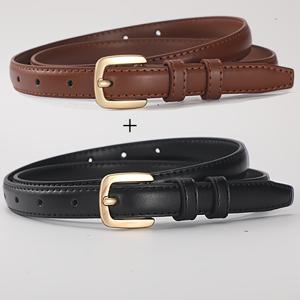 TEMU 2pcs 여성용 PU 스퀘어 버클 벨트 - 세련된 디자인, 일상적인 통근 및 캐주얼 의상에 적합, 캐주얼 의상 벨트 | 패션 | 내구성 있는 패션 벨트, 여성용 벨트