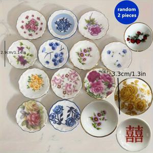 TEMU 포켓 미니 세라믹 접시, 식품 플레이 접시. 색상, 쌍을 이루는 두 개 중 하나. 우아한 공예 기술. 시뮬레이션 주방 장면, 놀이 행복 경험, 인형 집 장식, DIY Fu