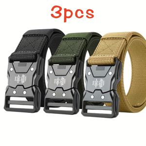 TEMU 3pcs 남성 패션 벨트 세트, 스포츠 및 야외 모험에 적합, 편안하고 통기성이 좋은 중립 스타일