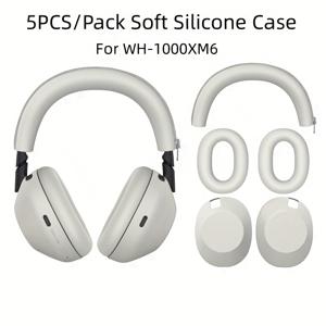 TEMU SONY용 for sony WH-1000XM6 오버-이어 헤드폰 케이스 커버 풀 커버리지 보호 쉘, 빔 커버, 이어 캡 및 이어 쿠션 보호자 소프트 실리콘 슬리브