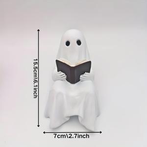 TEMU 1개 할로윈 호러 독서 피규어 - 블랙 레이스 드레스 & 캔들빛 분위기 있는 레진 공예 조각상, 클래식 만화 디자인 홈 데코, 거실, 파티 장식용, 완벽한 할로윈 선물, 크리스마스, 할로윈 장식, 가을 홈 데코 수집품 피규어