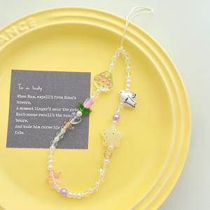 TEMU 여름 메신저 DIY 핸드메이드 비즈 랜야드 - 별모양, 조개, 진주 & 녹색 잎 장식이 있는 컬러풀 방수 스트랩, 가벼운 내구성 코드, 휴대폰 케이스용|핸드폰케이스|휴대폰케이스