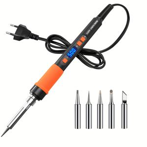TEMU ILIBILIB 110V-240V 90W LCD 디지털 온도 조절 가능 납땜 인두기, 180~500°C, 6-in-1 자동 잠자기 기능 DIY 수리용 스마트 납땜 키트 (팁 5개 포함)