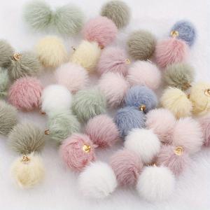 TEMU 50/100개 인조 밍크 퍼 볼 펜던트 DIY 주얼리 공예 액세서리