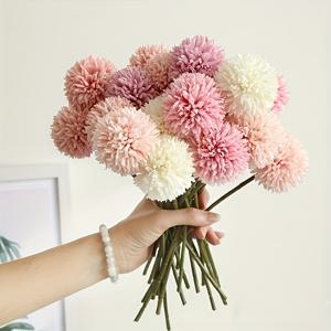 TEMU 5pcs 인공 크리산테뮴 꽃, 민들레 꽃 실크 인공 신부 웨딩 부케 DIY 꽃 장식 홈 가든 파티 웨딩 장식을 위한