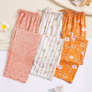TEMU 3 Pcs 캐주얼 올오버 프린트 나이트 바텀, 드로스트링 탄력성 높은 허리 루즈 핏 슬립 팬츠, 여성용 슬립웨어 및 라운지웨어