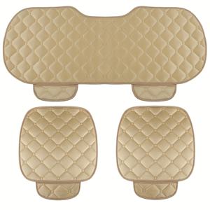 TEMU 3pcs 자동차 시트 쿠션 - 로마누스 디자인, 모든 계절 사용, 쉬운 설치, 내구성 있는 폴리에스테르, 대부분의 차량에 적합, 블랙, 자동차용 시트 쿠션, 차량 내부 액세서리, 간단한 미적, 쉽게 청소 가능한 소재