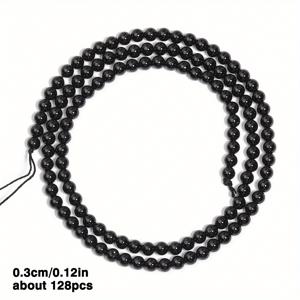 TEMU 185/128개 블랙 아게이트 작은 스톤 비즈 - 2mm & 3mm 매끄러운 루스 스페이서 비즈, 주얼리 만들기 DIY용, 팔찌 목걸이 수제 액세서리, 두 가지 사이즈, 생일 크리스마스 새해 선물, 광택 마감 비즈, 균일한 비드 크기