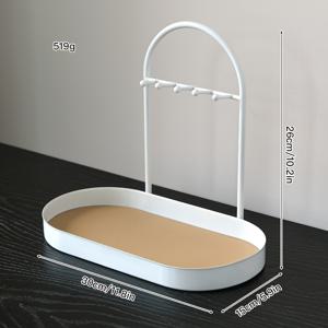 TEMU 1pc DONGZHANGGUI 금속 보석 트레이, 분리 가능한 목걸이 거치대, 파우더 코팅 마감, 향수, 화장품, 귀걸이용 오발 테이블 탑 오간라이저 - 현대적인 간단한 디자인, 다목적 사용, 보석 트레이