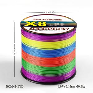 TEMU 1스풀 JESHUPEY X8 PE 낚시줄 300/500m 고가시성 멀티컬러 8중 브레이드 초강력 라인, 롱캐스팅 & 트롤링 모터용, 해수·담수 사용 가능, 내구성 강한 낚시장비, 슈퍼스트롱 소재, 멀티컬러 브레이드, 전문낚시꾼 필수품