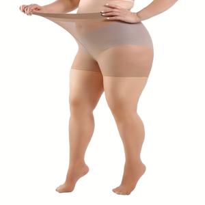 TEMU 1pc 플러스 사이즈 스냅-저항성 내구성 팬티 스타킹 여성용 - 블랙 & 아몬드 압축 스타킹 편안함 및 스타일 1XL 2XL 3XL 4X