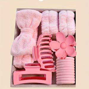 TEMU 4가지 색상이 있습니다. 16팩 보우 코랄 벨벳 얼굴 세척 헤드밴드, 헤어밴드, 손목밴드 및 여성용 플러시 헤어밴드, 꽃 헤어 클립 액세서리