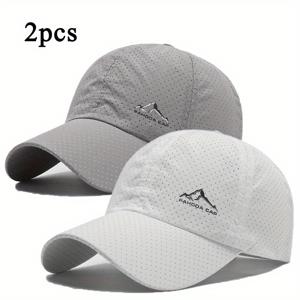 TEMU 2pcs 경량 빠른 건조 폴리에스터 버킷 모자 - 블랙 & 화이트, 통기성 구멍 디자인, 산화 프린트, 야외 스포츠 및 캐주얼 웨어에 이상적, 하이킹 액세서리 | 스타일리시 버킷 모자 | 통기성 원단, 버킷 모자|벙거지모자|등산모자