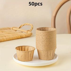 TEMU 50개 고온 방지 종이 베이킹 컵, 머핀 라인어, 오븐 롤드 림 종이 트레이, 엣지 롤 베이킹 컵, 크리스마스 웨딩 생일 파티, 베이커용