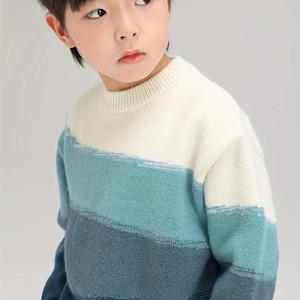 TEMU 소년용 겨울 스웨터 두꺼운 따뜻한 풀오버 - 부드럽고 신축성 있는 니트 라운드넥 캐주얼 탑, 중형 및 대형 사이즈 기계 세탁 가능, 가을 & 겨울 의류, 편안한 아동복