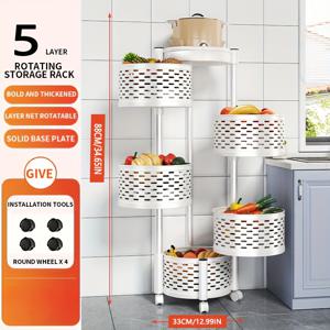 TEMU 1pc 3/4/5-Tier 롤링 스토리지 카트 - 내구성 있는 금속 프레임과 3-6개의 플라스틱 바구니, 화이트 & 블랙 휴대용 정리함, 주방, 욕실, 냉장고 - 공간 절약형 모바일 선반, 냉장고 스토리지, 구멍이 있는 디자인, 랙|욕실선반|화장실선반