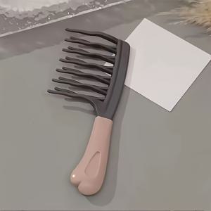 TEMU 1개 두꺼운 물결 모양 이빨이 있는 손잡이가 달린 두피 마사지용 헤어 빗, 풍성한 스타일링을 위한 안티스태틱 기능의 헤어 케어 제품