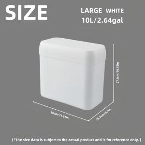 TEMU 1개 압력 뚜껑 좁은 공간용 - 8L/2.11갤런 & 10L/2.64갤런, 화이트 폴리싱 플라스틱, 주방·침실·욕실용 현대적 디자인, 공간절약형 , 냄새 차단 설계, 견고한 구조, 미니멀 라이프스타일