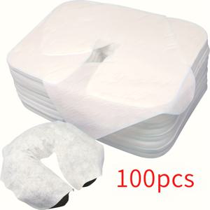 TEMU 100개 소프트 비직조 일회용 얼굴 지지 커버, 마사지 테이블 및 의자에 적합, 딱 맞는 디자인 - 미용실 마사지 침대 얼굴 베개 커버