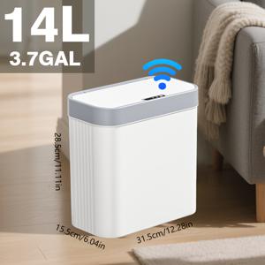 TEMU 14L/3.7갤런 스마트 , 무음 자동 닫힘 기능, 모션 센서, 슬림형 초슬림 플라스틱, 밀폐 냄새 차단, AA 배터리 2개 포함 (미포함), 주방 및 호텔용