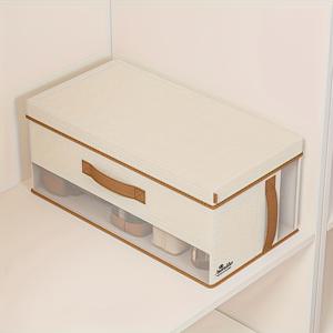 TEMU 1팩 투명 구획형 정리함 - 먼지 방지, 공간 절약용 수납 (옷장, 욕실, 현관) - 내구성 플라스틱 제작, 가방·신발·액세서리 정리에 이상적, 여행 및 가정용, 스타일리시 핸들 디자인, 견고한 구조, 소공간 생활에 적합|신발정리대
