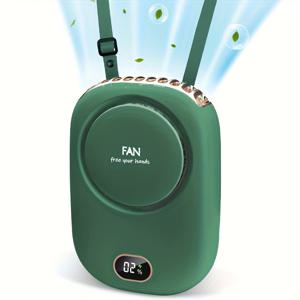 TEMU 1개 STNY USB 휴대용 목걸이형 선풍기 - 조용한 개인용 데스크 팬, 3단계 속도 조절, USB-C 고속 충전, 2000mAh 장시간 배터리, 가벼운 핸즈프리 팬 (사무실/여행/침대/PC용) - 베이지/민트 그린/틸 그린 - 여름 선물 추천, 휴대용 쿨링, 메탈릭 디자인, 내구성 강화, 가정용