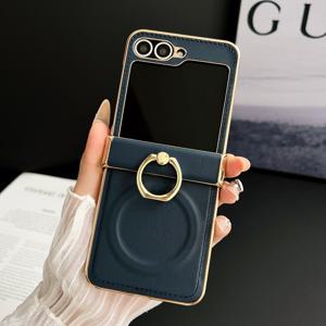 TEMU 삼성 플립3, Z 플립4, Z 플립5, Z 플립6 및 Z 플립7용 비즈니스 전기 도금 무선 자석 평면 케이스 - 창의적인 디자인 전체 보호 커버|폰케이스