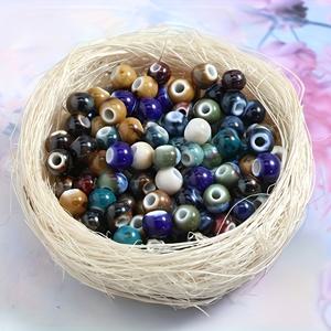 TEMU 50개 대형 구멍 가마로 굽은 세라믹 비즈 6mm/8mm/10mm 팔찌 액세서리 DIY 공예용품