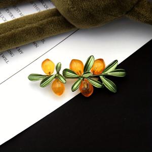TEMU 우아한 빈티지 라인스톤 오렌지 과일 브로치 핀, 세련된 감귤류 배지 액세서리, 패션 및 여행용