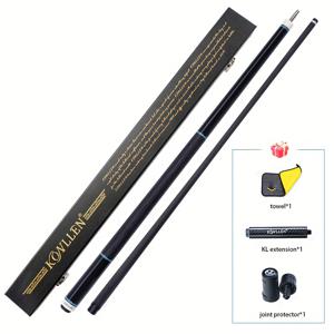 TEMU KONLLEN AK75 시리즈 카본 파이버 풀 큐 - 수제 블랙 에보디 우드, 12.5mm 3x8/8 조인트 디자인, 연장 및 나무 케이스 포함, 내구성과 스타일리시한 빌리어드 & 풀용, 슬림한 빌리어드 스틱, 고품질 빌리어드 장비