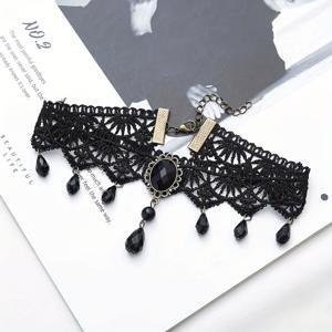 TEMU 고딕 빈티지 블랙 레이스 초커 목걸이 - 눈물방울 펜던트, 조절 가능한 체인 여성용, 할로윈 코스튬 액세서리, 일상 & 파티 고딕 장식품, 주얼리