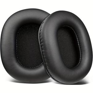 TEMU Audio Technica 헤드폰용 교체용 이어 쿠션 - 부드러운 프로틴 PU 가죽 & 고밀도 폼, ATH M50X, M50XBT, M50RD, M40X, M30X, M20X, MSR7, SX1 모델용 편안한 블랙 이어 패드, 헤드폰 이어 패드 | 원형 이어 패드 | 프로틴 PU 가죽 패드