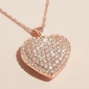 TEMU 1개 READKISS 여성용 하트 펜던트 목걸이 - 로즈 골드 도금 합성 지르코니아 스톤, 우아하고 고급스러운 디자인, 캐주얼 웨어 & 파티, 발렌타인데이 선물 주얼리, 매력적인 액세서리, 특별한 날을 위한 보석류, 반짝이는 주얼리, 패션 주얼리, 주얼리 애호가를 위한 소품