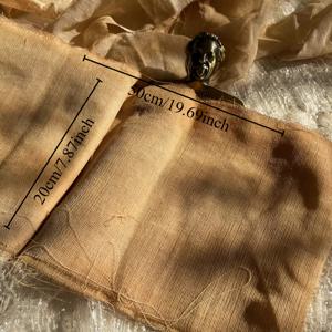 TEMU 1 야드 빈티지 커피 염색 가제 직물, 수제 저널링 콜라주 DIY 액세서리, 잡종 저널링 베이스 레이어, 찢어진 모서리 메쉬 천, 공예 용품