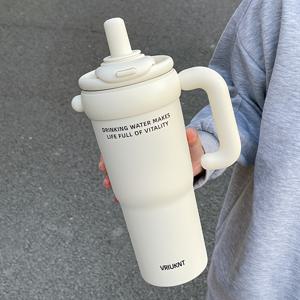 TEMU 1pc 스테인리스 스틸 단열 텀블러 1.2L/760ml - 귀여운 만화 디자인, 빨대 또는 손잡이로 이중 음료 방법, 재사용 가능, 미끄럼 방지, 손세척만 가능, 다양한 경우, 휴일 테마, 성인 사용, 여행 음료 용기 | 장난스러운 디자인 | 내구성 있는 식기|텀블러
