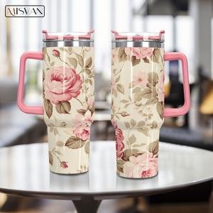 TEMU 1pc MISVAN 핑크 로즈 40oz 스테인리스 스틸 텀블러, 뚜껑, BPA 프리, 깨지지 않는, 재사용 가능한 오발 컵, 뜨거운 및 차가운 음료용, 열 손실 방지, 부활절, 한ук카, 아로브 데이, 추수 감사절 선물, 성인 음료 용기 | 꽃무늬 텀블러 | 스테인리스 스틸 컵