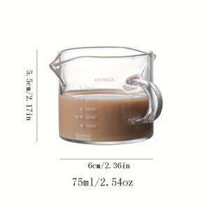 TEMU 유리 손잡이가 있는 미니 유리 농축 커피컵 75ml/2.54oz, 더블 스파우트 V자형 입구, 우유·커피·소스용, 주방 및 식사에 적합