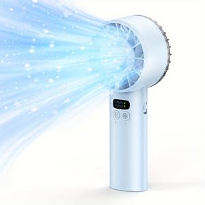 TEMU 1/10개 미니 쿨링 팬, 고속 핸드헬드 휴대용 선풍기 100단계 속도 조절, 5200mAh 장시간 배터리, USB 충전식, 아이스팩 기능, 디지털 디스플레이, 생일 선물 또는 여름 필수품