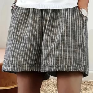 TEMU 여성용 캐주얼 우아한 루즈핏 반바지, 클래식한 실용적인 사이드 포켓 디자인, 해변 휴가 집에서 출퇴근 일상복으로 적합