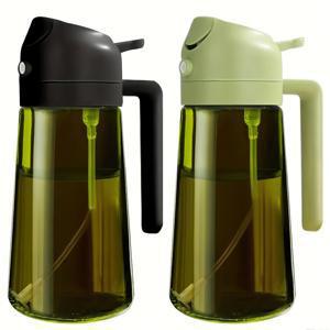 TEMU 2개입 다크 그린 올리브 오일 스프레이어, 16oz/470ml BPA 프리 식품용 스프레이 병 (빛 차단 디자인 & 보호 포장 포함) - 주방 요리, 에어프라이어, 야외 그릴링용 | 모던 키친 도구 | 무BP 플라스틱 부품|에어프라이어|오일스프레이