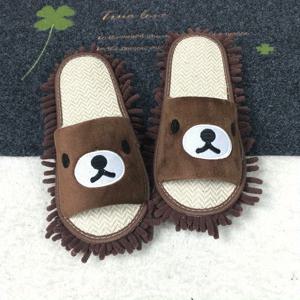 TEMU 카툰 베어 모프 슬리퍼 - 탈착식 청소 패드 포함, 초미세 섬유 먼지 제거 기능, 귀여운 곰 얼굴 디자인, 4가지 색상 (핑크, 베이지, 브라운, 블루) - 홈, 오피스, 침실, 주방 바닥 청소용 멀티룸 하우스슬리퍼|사무실슬리퍼