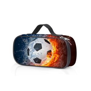 TEMU 1개 초대형 축구/축구 테마 3D 프린팅 지갑 & 필통 지퍼 클로저 - 남성, 여성을 위한 헤비듀티 스포츠 팬 선물 - 다중 구획 정리함과 튼튼한 지퍼 & 상단 접근 - 내구성 (골드/그린/핑크 축구 디자인이 있는 블랙) - 학교, 여행, 캠핑에 이상적 - 축구공 패턴 & 튼튼한 지퍼 클로저 - 대용량 지갑