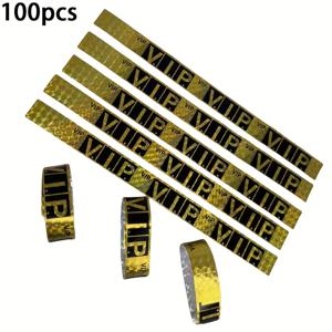 TEMU 100개 블랙 골든 VIP 팔찌 - 이벤트, 콘서트, 전시회 및 축제 행사 초대장으로 사용할 수 있는 방수 종이 초대장, 행사 액세서리, 세련된 팔찌, 고품질 프린트